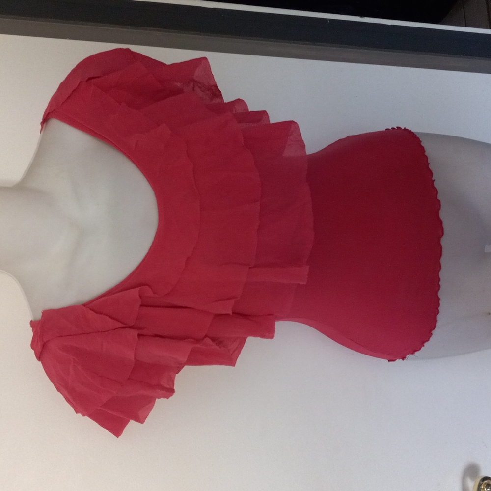 Sweet Pea Pink tired mesh top Sz. SMALL